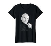 Star Trek Captain Jean Luc Picard Actor Patrick Stewart 1988 T-Shirt, Women, Black, Small