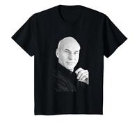 Star Trek Captain Jean Luc Picard Actor Patrick Stewart 1988 T-Shirt, Youth, Black, 2T