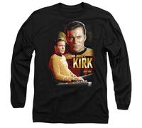 Star Trek Captain Kirk Unisex Long Sleeve T Shirt, Black, Small