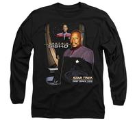 Star Trek Captain Sisko Mens Long Sleeve T Shirt, Black, Large