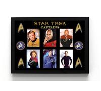 Star Trek Captains repro signed A5 Framed Wall Art Print (framed 21 x 16 cms)