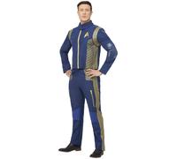 Smiffys Star Trek Discovery Command Uniform Adults Jacket & Trousers, Official License Outfit with Distinctive Elbow Patches & Gold Detailing, Star Trek Halloween Fancy Dress Costume