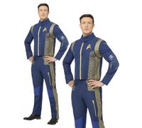 Smiffys Star Trek Discovery Command Uniform Adults Jacket & Trousers, Official License Outfit with Distinctive Elbow Patches & Gold Detailing, Star Trek Halloween Fancy Dress Costume