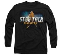 Star Trek Discovery Discovery Logo Unisex Long Sleeve T Shirt, Black, Large