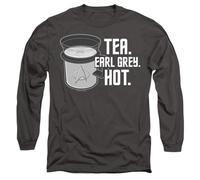 Star Trek Earl Grey Mens Long Sleeve T Shirt, Charcoal, Medium