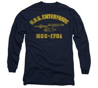 Star Trek Enterprise Athletic Mens Long Sleeve T Shirt, Navy, Large
