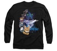Star Trek Feline Galaxy Mens Long Sleeve T Shirt, Black, XX-Large