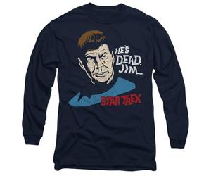 Star Trek Hes Dead Jim Mens Long Sleeve T Shirt, Navy, Large