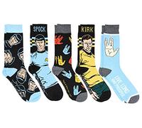 Star Trek Kirk and Spock Live Long and Prosper Men's Crew Socks 5 Pair Pack, Multi, 4.5-12 UK