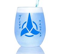 STAR TREK Klingon Cheers Etched Stemless Wine Glass - Officially Licensed, Premium Quality, Handcrafted Glassware, 15oz. Perfect Collectible Gift for Series Enthusiasts