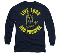Star Trek Live Long Hand Mens Long Sleeve T Shirt, Navy, Small