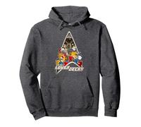 Star Trek: Lower Decks Full Crew Poster Pullover Hoodie, Adult Unisex, Dark Heather Grey, X-Large