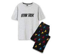 Star Trek Men's Adult Short Sleeve Long Leg Pyjama Set (Mens Black AOP/Grey) | Size: Medium Star Trek Black M