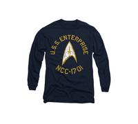 Star Trek Men's Collegiate Long Sleeve T-Shirt, Navy | Size: Medium Star Trek Navy M