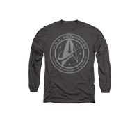 Star Trek Men's Discovery Enterprise Crest Long Sleeve T Shirt-Charcoal in Charcoal | Size: Medium Star Trek Charcoal M