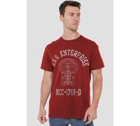 Star Trek Men's Enterprise D Athletic T-Shirt, Cardinal in Red | Size: XL Star Trek Red XL