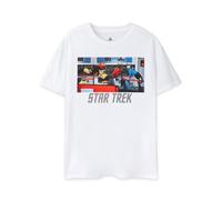 Star Trek Mens T-Shirt | Cat Crew Graphic Tee for Adults in White | Short-Sleeved Tshirt for Trekkie's | Iconic Sci-Fi Movie Film Merchandise Gift for Adults