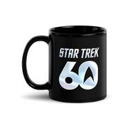 Star Trek Mug, 60th Anniversary Logo Black Ceramic Coffee Mug, 11 oz Officially Licensed Merch, Gifts for Men, Women & Trekkie Fans