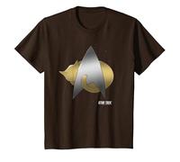 Star Trek Next Generation Kitty Cat Logo T-Shirt, Youth, Brown, Medium
