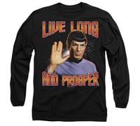 Star Trek Original Live Long and Prosper Mens Long Sleeve T Shirt, Black, Small