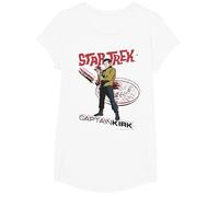 Star Trek Original Series Captain Kirk Comic Premium Tee T-Shirt, Girls, White, Small