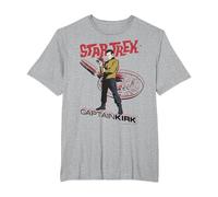 Star Trek Original Series Captain Kirk Comic Premium Tee T-Shirt, Men's Big and Tall, Heather Grey, 3X Tall