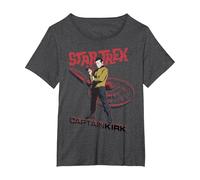 Star Trek Original Series Captain Kirk Comic Premium Tee T-Shirt, Women's Plus, Dark Heather Grey, 6X