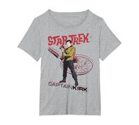Star Trek Original Series Captain Kirk Comic Premium Tee T-Shirt, Women's Plus, Heather Grey, 2X
