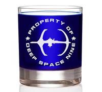 STAR TREK Property of Deep Space Nine Etched Whiskey Glass - Officially Licensed, Premium Quality, Handcrafted Glassware, 11 oz Rocks Glass - Perfect Collectible Gift for Series Lovers, Special Events