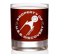 STAR TREK Property of Discovery Etched Rocks Whiskey Glass - Officially Licensed, Premium Quality, Handcrafted Glassware, 11oz. - Perfect Collectible Gift for Series Lovers & Special Occasions
