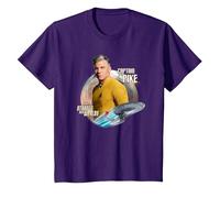 Star Trek Strange New Worlds Captain Pike T-Shirt, Youth, Purple, Medium