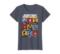 Star Trek: The Next Generation 9 Cast Members Box Up T-Shirt, Women, Heather Blue, Medium