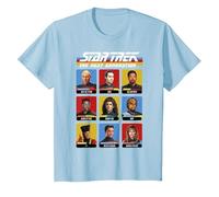 Star Trek: The Next Generation 9 Cast Members Box Up T-Shirt, Youth, Baby Blue, Medium