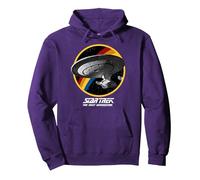Star Trek The Next Generation Enterprise Rainbow Poster Pullover Hoodie, Adult Unisex, Purple, Medium