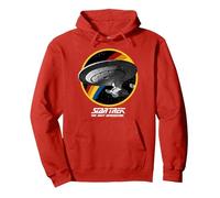 Star Trek The Next Generation Enterprise Rainbow Poster Pullover Hoodie, Adult Unisex, Red, Medium