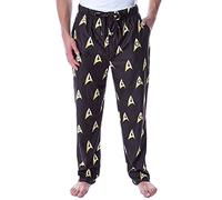 Star Trek The Original Series Men's Allover Starfleet Insignia Loungewear Pajama Pants (Medium) Black