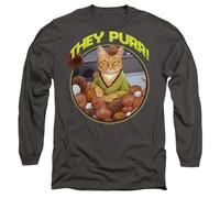 Star Trek The Purr Mens Long Sleeve T Shirt, Charcoal, Large