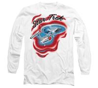 Star Trek Trek Airbrush Unisex Long Sleeve T Shirt, White, Large