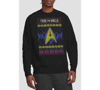 Star Trek Trek The Halls Ugly Christmas Crew Sweatshirt, Black | Size: Medium Star Trek Black M