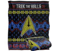 Star Trek Trek The Halls Ugly Christmas Sweater Silky Touch Super Soft Throw Blanket 152 X 127 Cm