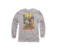 Star Trek Vintage Collage Long Sleeve T-Shirt, Athletic Heather in Grey | Size: XL Star Trek Grey XL