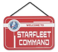 Star Trek Welcome to Starfleet Command Hanging Wood Wall Decor - Vintage Star Trek Sign for Man Cave or Movie Room