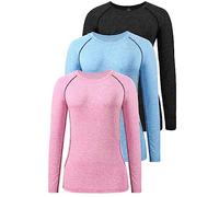 Star Vibe 3 Pack Dry Fit Long Sleeve Tshirt for Women Moisture Wicking Long Sleeve Tee Outdoor Compression Running Workout Tops Black/Blue/Pink XL