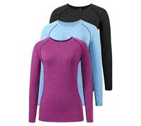 Star Vibe 3 Pack Dry Fit Long Sleeve Tshirt for Women Moisture Wicking Long Sleeve Tee Outdoor Compression Running Workout Tops Black/Blue/Rose XL