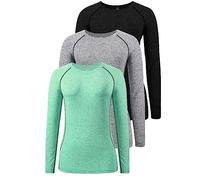 Star Vibe 3 Pack Dry Fit Long Sleeve Tshirt for Women Moisture Wicking Long Sleeve Tee Outdoor Compression Running Workout Tops Black/Grey/Green XL