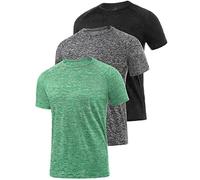Star Vibe 3 Pack Men's Dry Fit T Shirt Moisture Wicking Athletic Tees Exercise Fitness Activewear Short Sleeves Gym Workout Top Black/Dark Grey/Green M