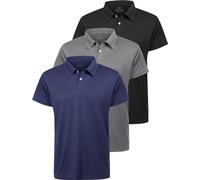 Star Vibe 3 Pack Polo Shirts for Men Quick Dry Activewear Short Sleeve Golf Polos Moisture Wicking Sport Casual Work Shirt Black/Grey/Navy L