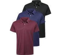 Star Vibe 3 Pack Polo Shirts for Men Quick Dry Activewear Short Sleeve Golf Polos Moisture Wicking Sport Casual Work Shirt Black/Navy/Wine Red L