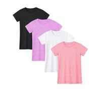 Star Vibe 4-5 Pack Girls Clothes Yellow Orange Green Red Tshirt Kids Dry Fit Running T-Shirt for Kids Black/White/Purple/Pink XS