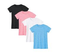 Star Vibe 4-5 Pack Girls Clothes Yellow Orange Green Red Tshirt Kids Dry Fit Running T-Shirt for Kids Black/White/Pink/Blue S